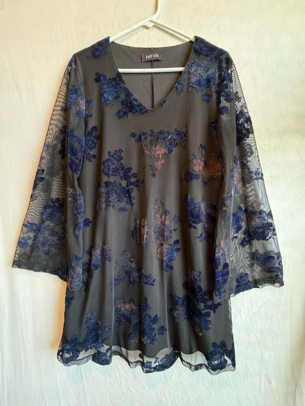 fab'rik Floral Embroidered Bell Sleeve dress, Size L